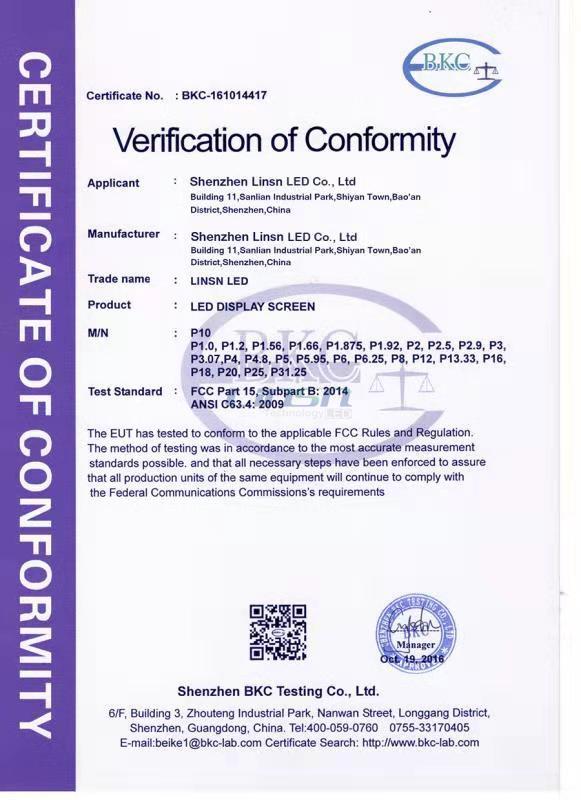 Linsn LED Certificates