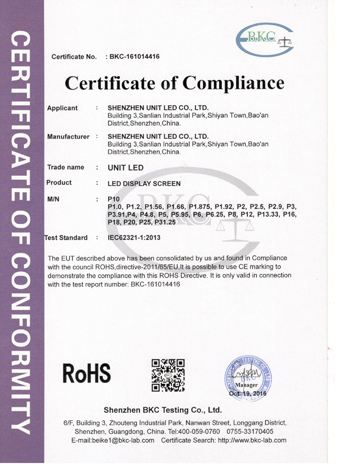 Linsn LED Certificates