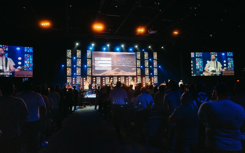 church stage led display cases